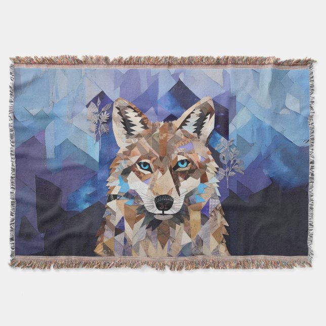 Geometrisk Varg bergsblad Filt (Framsidan)