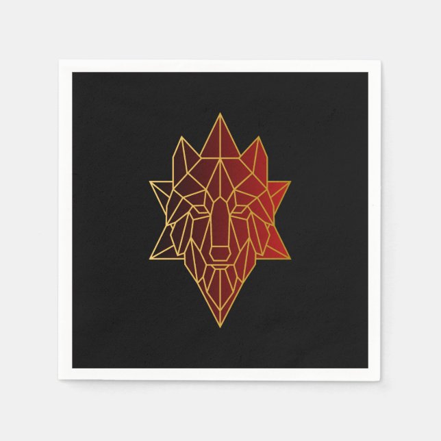 Geometrisk varg Guld lyxröd övertoning Pappersservett (Framsidan)