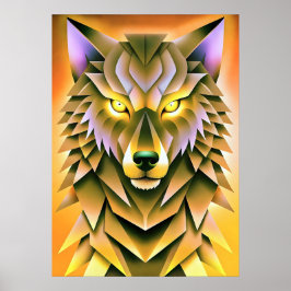 Geometrisk Varg Illustration Djurdesign Poster