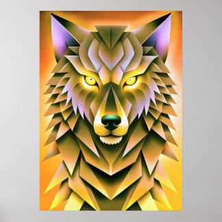 Geometrisk Varg Illustration Djurdesign Poster