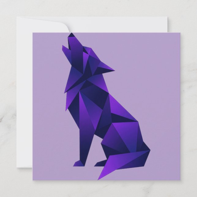 Geometrisk varg origami stil modernt djur inbjudningar (Framsida)
