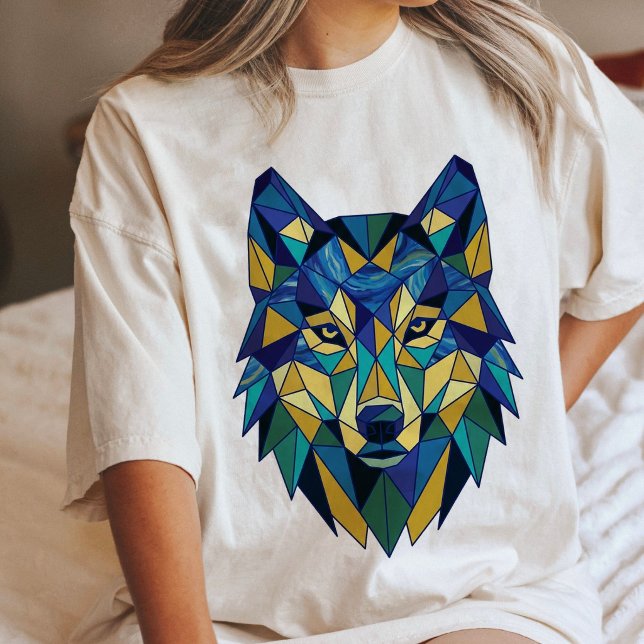 Geometrisk varghuvud polygonkonst t shirt (Skapare uppladdad)