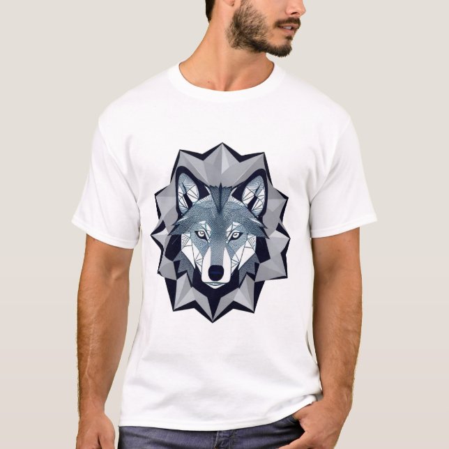 Geometrisk vargillustration t shirt (Framsida)