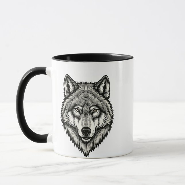 Geometrisk vargkonst keramisk mugg (Vänster)