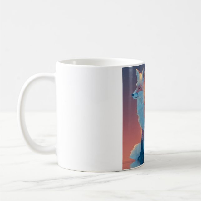 Geometrisk vargsilhuett | Modern polygon vilda dju Kaffemugg (Vänster)