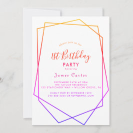 Geometrisk vattenfärg 1:a födelsedagarinbjudan inbjudningar