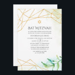 Geometrisk vattenfärg Bat mitzvah Inbjudningar<br><div class="desc">Trendig bat mitzvah inbjudan med guld geometriska ram designad för att snabbt och enkelt kunna anpassas till dina händelsespecifikationer.</div>