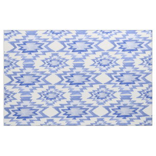 Geometrisk vattenfärg Boho Blue Mönster Tyg