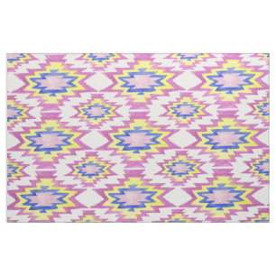 Geometrisk vattenfärg Boho Gult Rosa Mönster Tyg