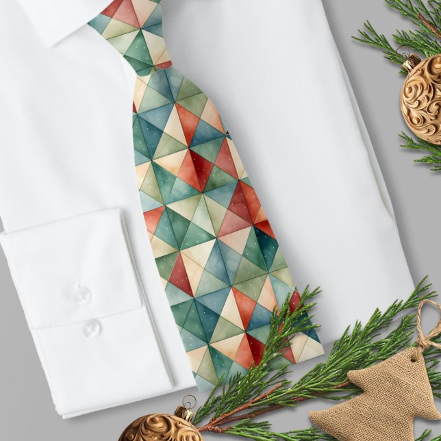 Geometrisk vattenfärg för traditionell röd och Grö Slips (Traditional Red and Green Geometric Watercolor Necktie 
)