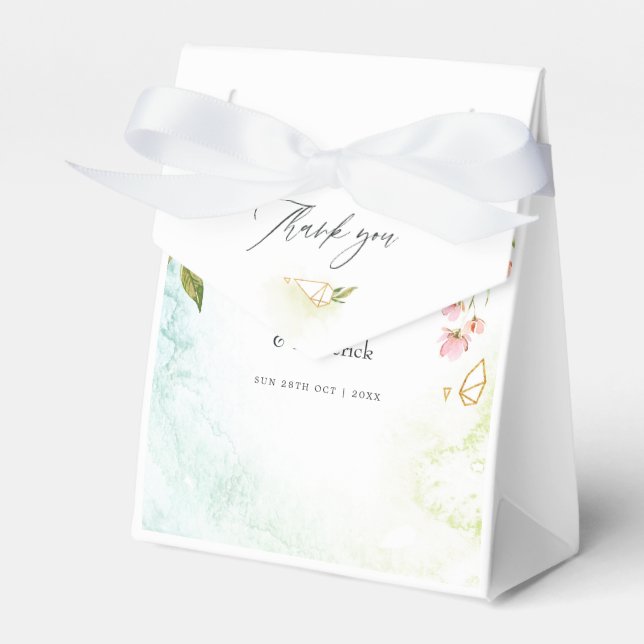 Geometrisk vattenfärg, monogrammad Crystal Bröllop Presentaskar (Framsidan Sidan)