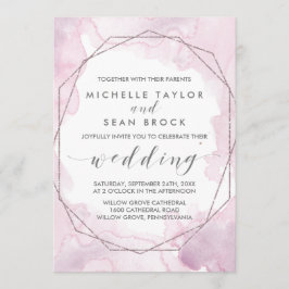 Geometrisk vattenfärg | Rosa och Ro Guld Bröllop Inbjudningar