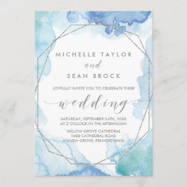 Geometrisk vattenfärg | SILVER BRÖLLOP Inbjudningar