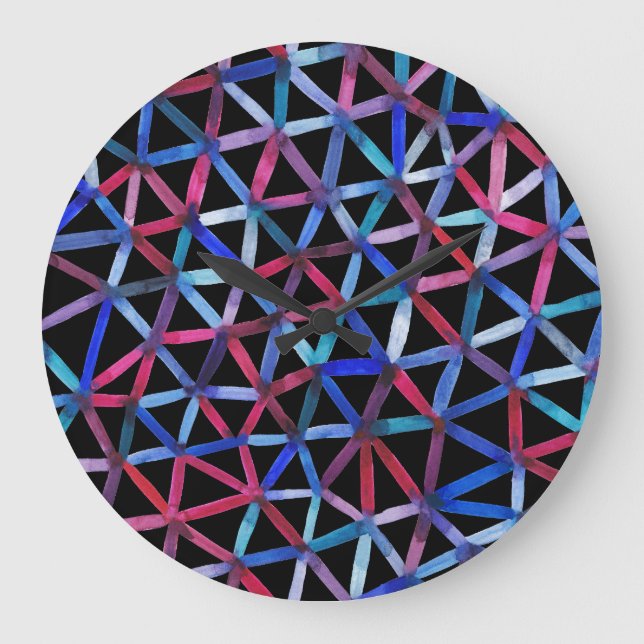 Geometrisk vattenfärg: Triangles Grid Mönster. Stor Klocka (Framsida)