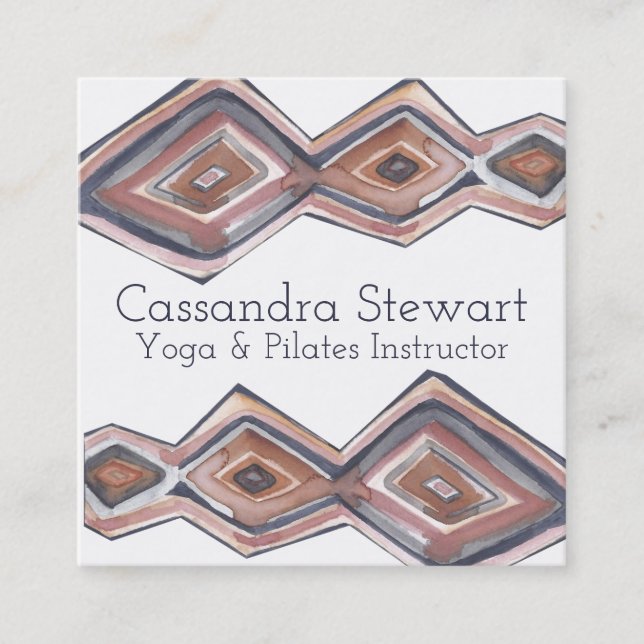 Geometrisk vattenfärgad handmålad design fyrkantigt visitkort (Framsida)