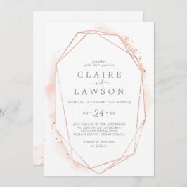 Geometrisk vattenfärgsmätare i ro Guld på ena Bröl Inbjudningar