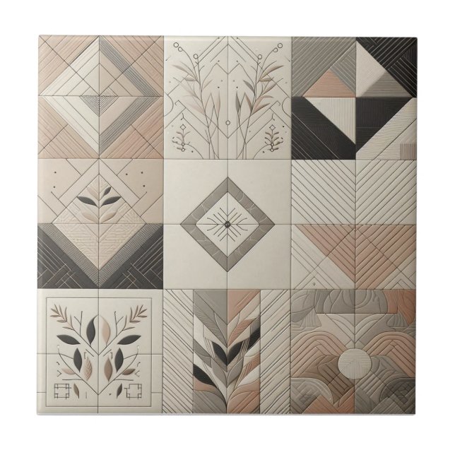 Geometrisk Vintage Chic Oatfood Soft Black Kakelplatta (Framsidan)