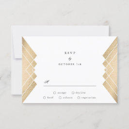 Geometrisk Vintage Grått Guld Gatsby Bröllop OSA Kort