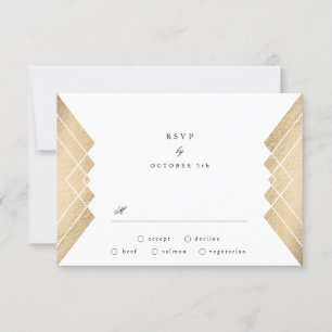 Geometrisk Vintage Grått Guld Gatsby Bröllop OSA Kort