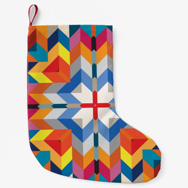 Geometrisk vintage: Scandinavian Färg Blocks Liten Julstrumpa (Framsidan)
