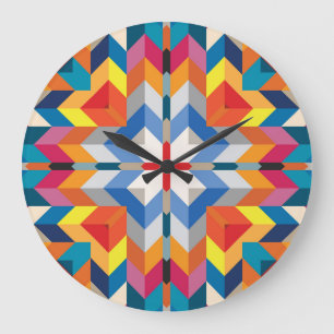 Geometrisk vintage: Scandinavian Färg Blocks Stor Klocka