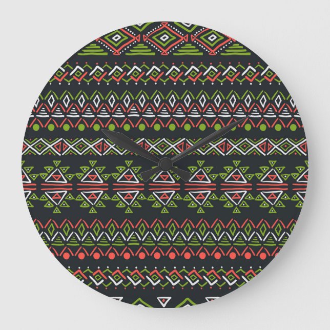 Geometrisk vintage: Sömlös mönster-uppsättning. Stor Klocka (Framsida)