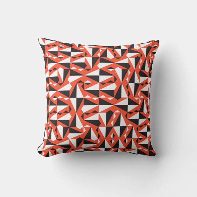 Geometrisk vintage sömlös textil mönster i rött, kudde (Framsida)