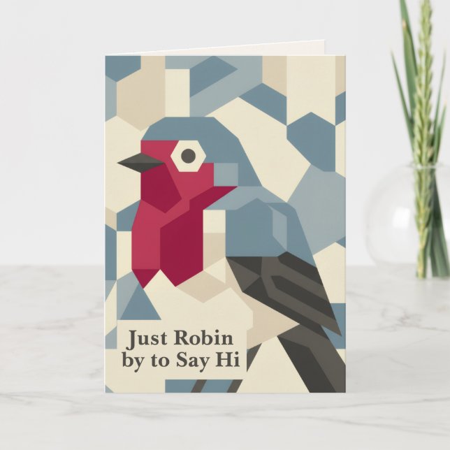 Geometrisk vinter | Röd Robin kvick jul Helgkort (Framsida)