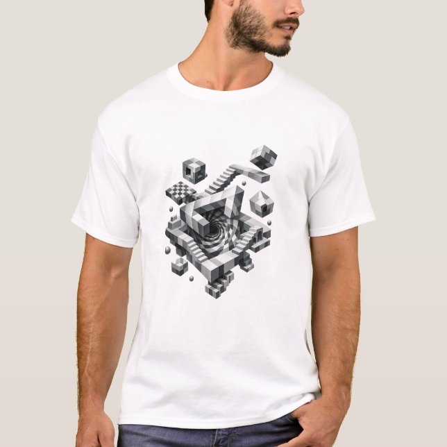 Geometrisk Virvel-Illusions T-Shirt (Framsida)