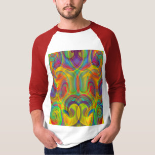GEOMETRISK VIRVLIG FÄRGRIK KONST ABSTRAKT   T SHIRT