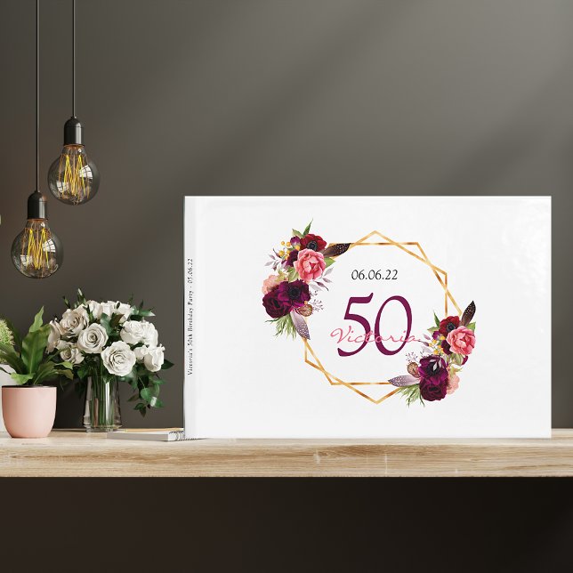 Geometrisk vit blommigt för födelsedagsfestens bur gästböcker (Skapare uppladdad)