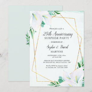 Geometrisk vit Calla Lily 25-årsjubileum Inbjudningar