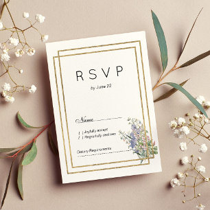 Geometrisk vit guld lavender rosa blommigt OSA Inbjudningar