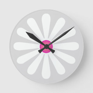 Geometrisk vit och rosa cirkel för blomblad rund klocka