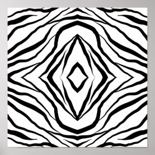 Geometrisk vit över svart Zebra ränder Poster