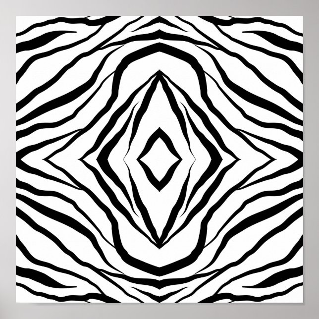 Geometrisk vit över svart Zebra ränder Poster (Framsidan)