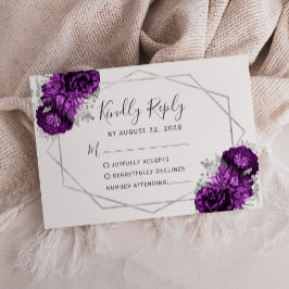 Geometrisk vit plum Silver-Blommigt OSA Kort