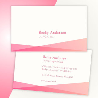 Geometrisk Vit Rosa Elegant Feminint Visitkort