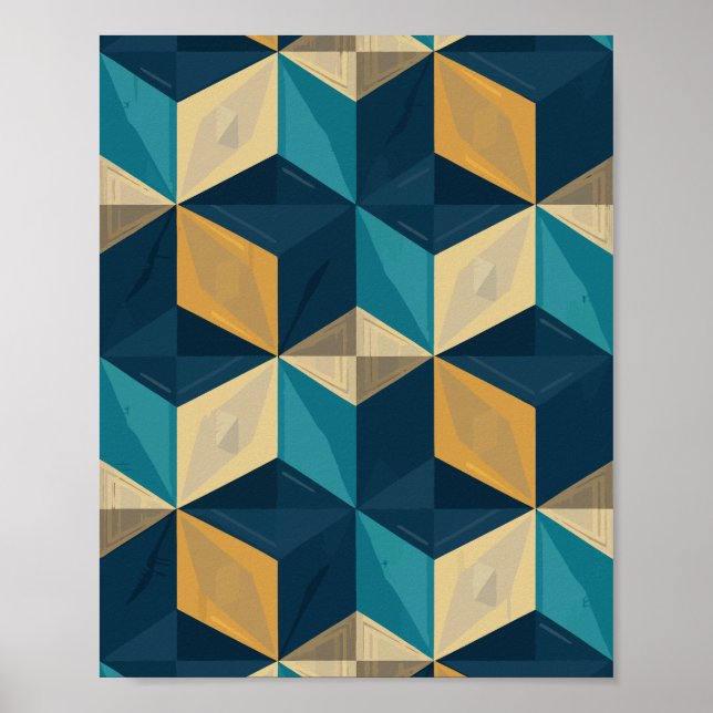 Geometriska 3D-kuber Poster (Framsidan)