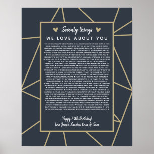 Geometriska 60 orsaker som vi kärlek dig guld poster