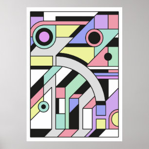 Geometriska Abstrakter i cubismen stil Poster