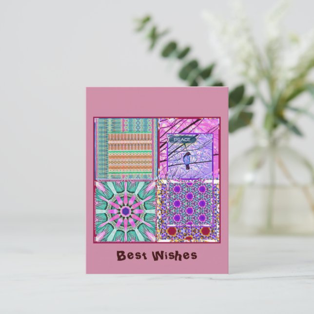 Geometriska Azulejo-plattor med fredens fågel Vykort (Stående Fram)