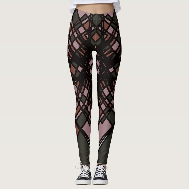 Geometriska baljor med flera Färgader av Joya Kväl Leggings (Framsida)