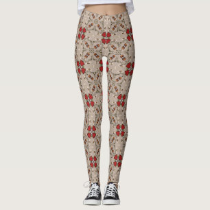 Geometriska baljväxter av röda tulpaner leggings