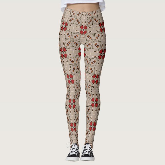 Geometriska baljväxter av röda tulpaner leggings (Framsida)