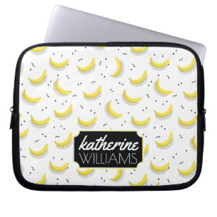 Geometriska bananer tillfogar ditt namn laptop fodral