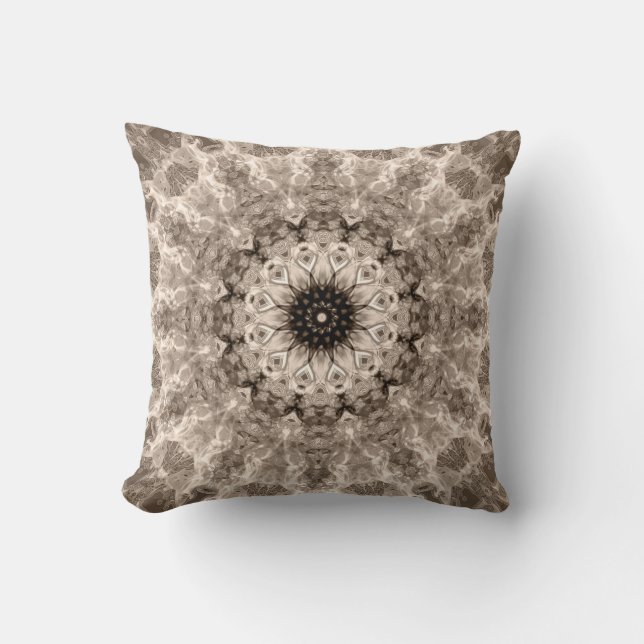 geometriska, beige, brun, mandalas kudde (Framsida)