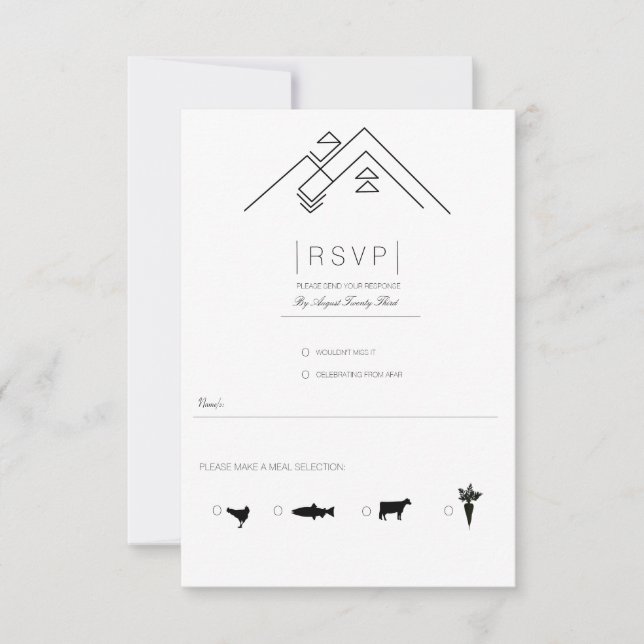 Geometriska berg | Moderna svart & vit RSVP OSA Kort (Framsida)
