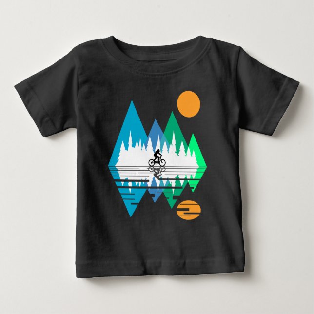 Geometriska berg och cyklist t shirt (Framsida)