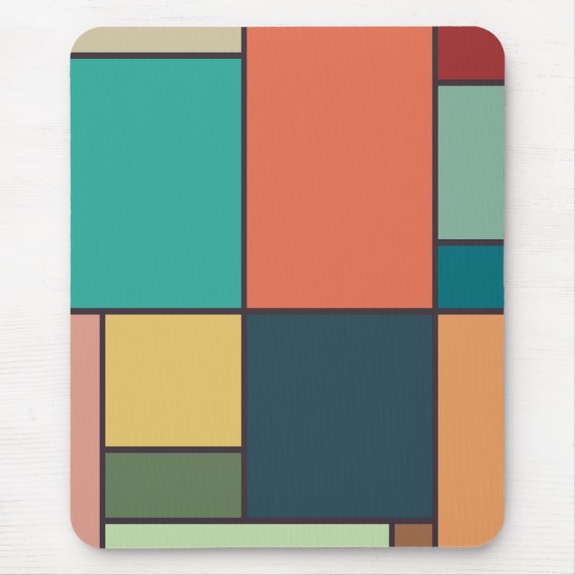 Geometriska bilder av mondrian Stil Abstrakt Retro Musmatta (Framsidan)
